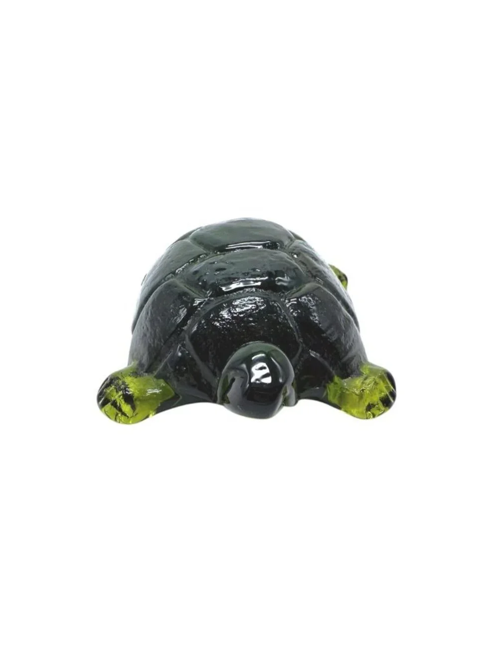 Green Glass Turtle Figurine Paperweight 4.5